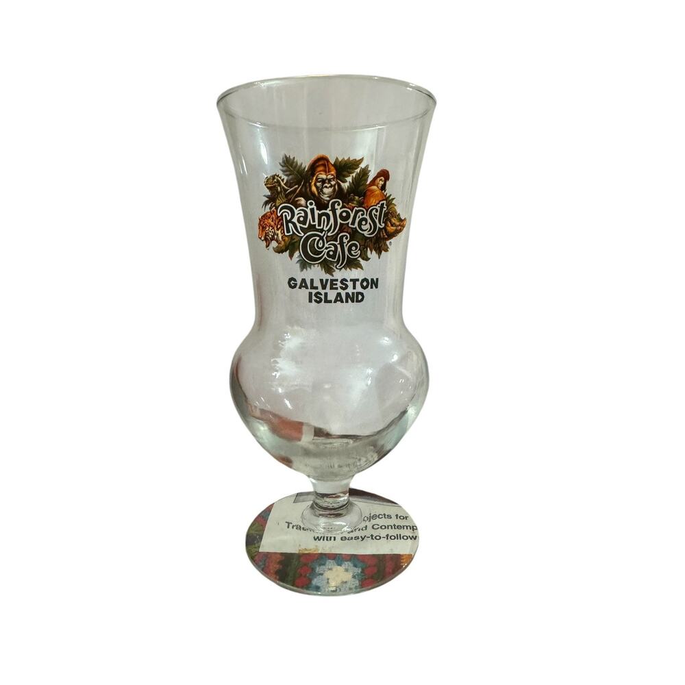 Rainforest Cafe GALVASTON Island HURRICANE GLASS Barware Pilsner 8”